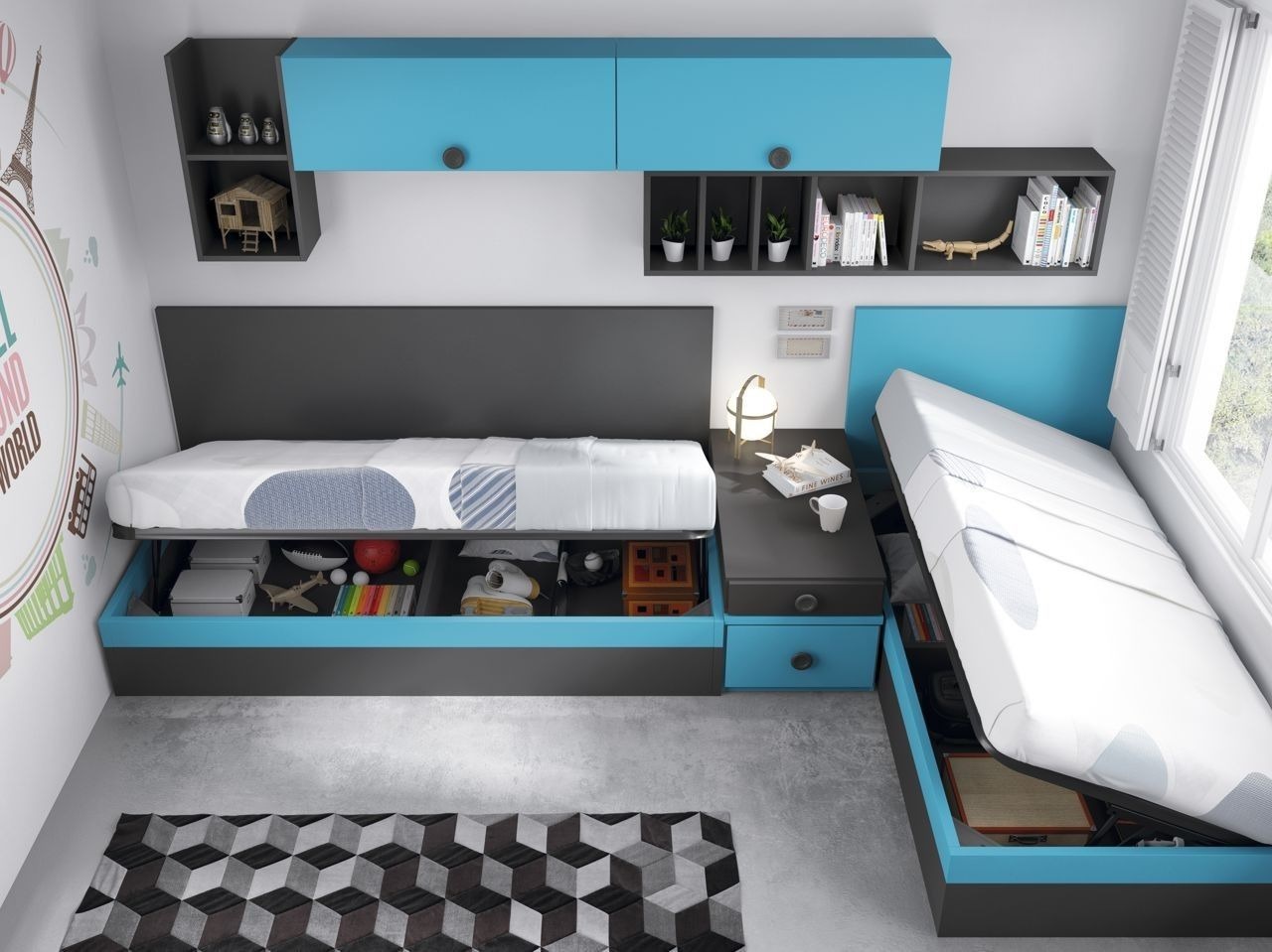 cama con almacenamiento