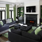 rideaux verts dans le hall