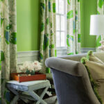 draps de rideaux verts