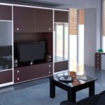 armoire dans le salon marron avec tv
