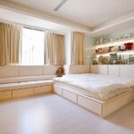 Vorhänge zur Fensterbank im Schlafzimmer Dekor Foto