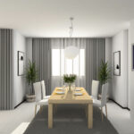 hightech gordijnen met tafel