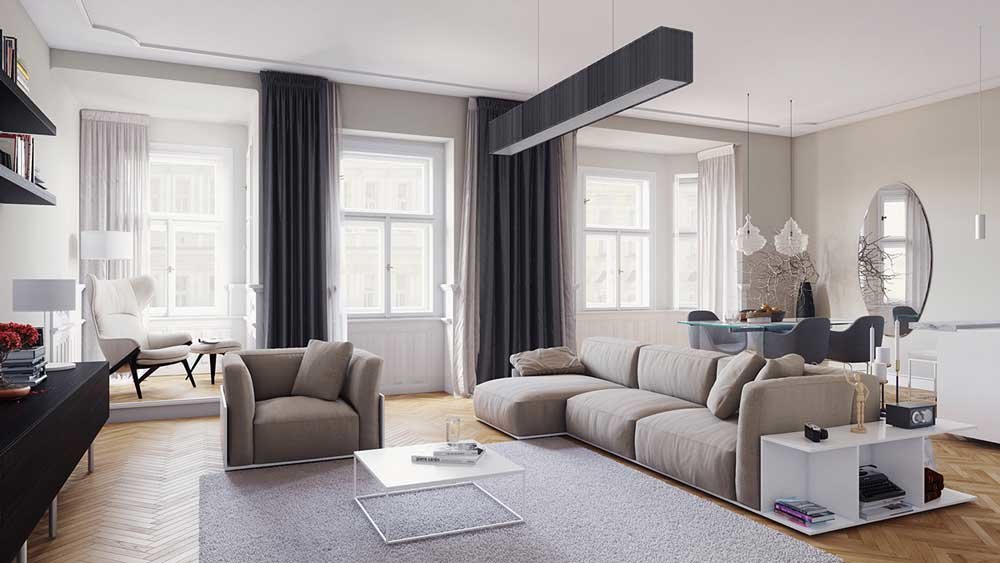 ستائر لأفكار تصميم ورق الحائط الرمادي