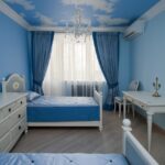 blauwe gordijnen tot blauw behang