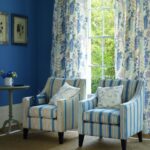 gordijnen met een patroon voor blauw behang