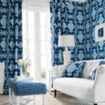 gordijnen met behang blauw