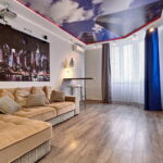 cortinas con decoración fotográfica de techo tensado