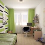 tende nella stanza dell'adolescente verde chiaro