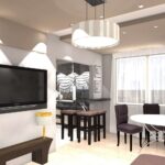 rideaux dans les stores de la cuisine-salon