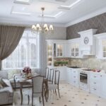 rideaux latéraux dans la cuisine-salon