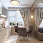 roman et rideaux pour la cuisine-salon