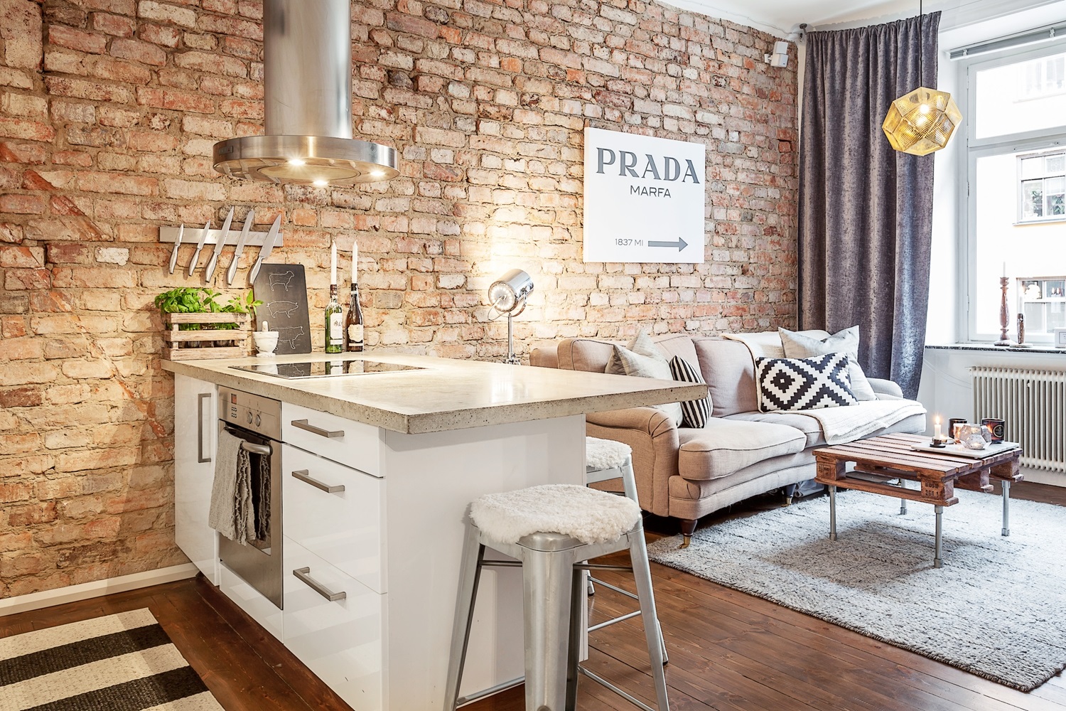 rideaux dans le style loft