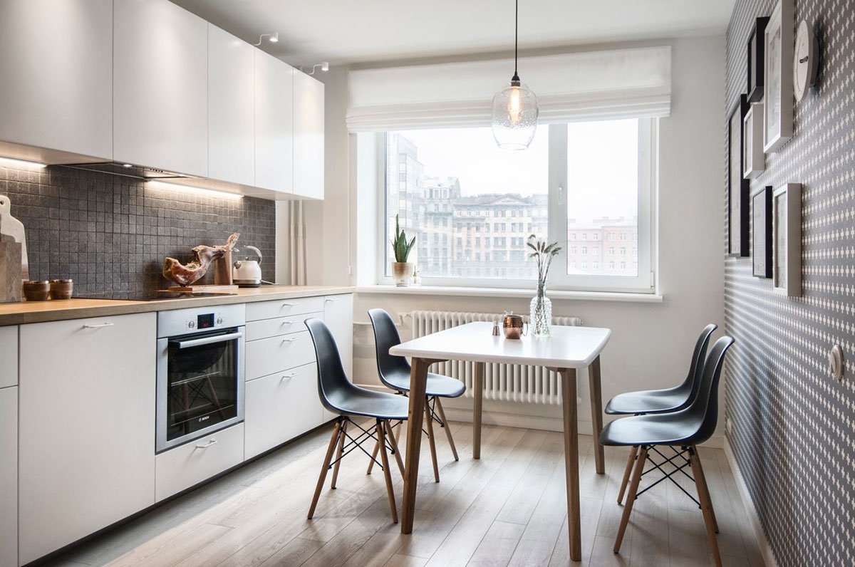 tende alla romana in cucina scandinava