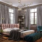 tende loft grigie con letto