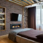 tende loft bordeaux in camera da letto