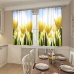gabardine curtains with tulips