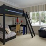 cama alta com área de trabalho para crianças