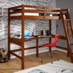 cama alta com foto da área de trabalho