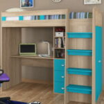cama alta com ideias de design de mesa de trabalho