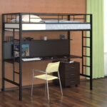 cama alta com design de foto de mesa de trabalho