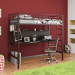 cama alta com design de foto de mesa de trabalho