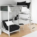 cama alta com tipos de mesa de trabalho de design