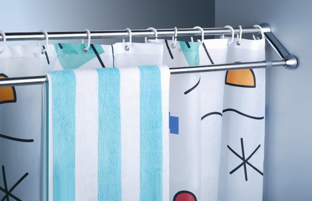 tringle à rideau de salle de bain double