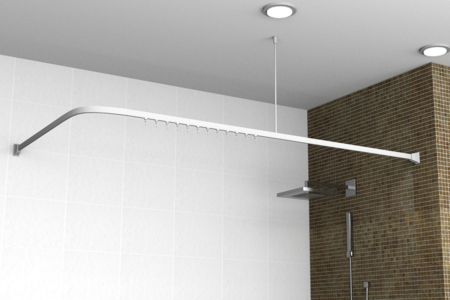tringle pour rideaux dans la décoration photo de la salle de bain