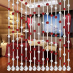 beaded curtains red and white