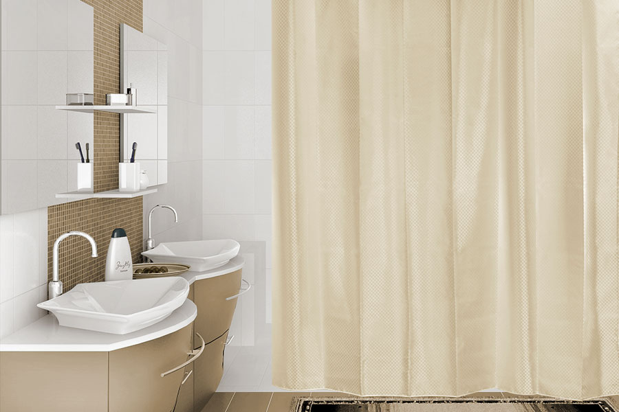 cortina de tela para la decoración del baño