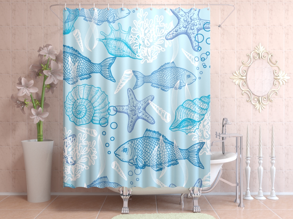 cortina de tela para foto de diseño de baño