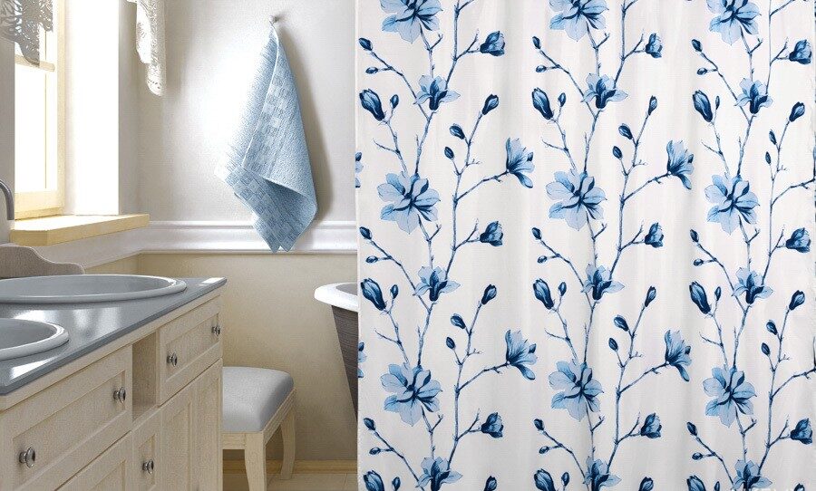 cortina de tela para ideas de baño