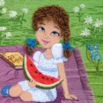 broderie Fille avec pastèque